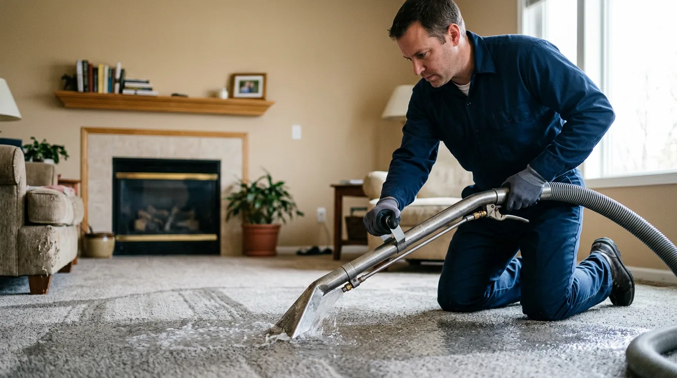 Water damage restoration technician working near Hennessey, OK